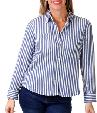 Thumbnail 1: Philosophy Philosophy Petite Long Sleeve Cozy Stripe Button Down Top 