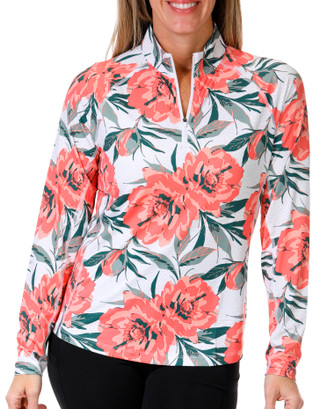 Thumbnail 1: Puma Golf Puma Golf Womens Long Sleeve 1/4 Zip Floral Polo 