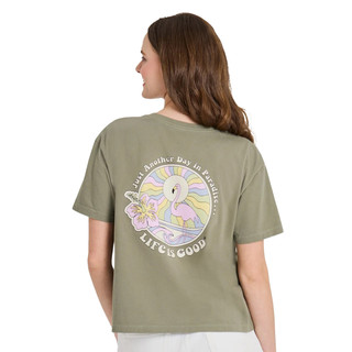 Thumbnail 1: Life is Good Life is Good Womens Flamingo Paradise Crusher Boxy Tee 