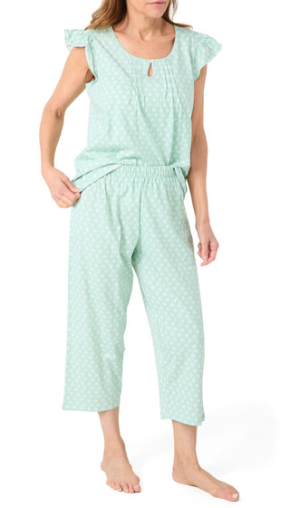 Thumbnail 2: POPPY & CLAY Poppy & Clay Womens 2 Pc Diamond Pajama Capri Pants Set 