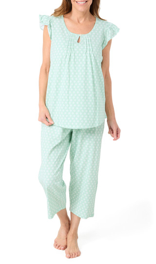 Thumbnail 1: POPPY & CLAY Poppy & Clay Womens 2 Pc Diamond Pajama Capri Pants Set 