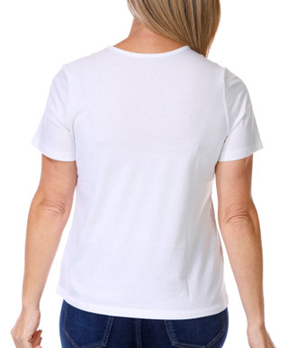 Thumbnail 2: Coral Bay Coral Bay Womens Short Sleeve Embellished Pineapple Tee 
