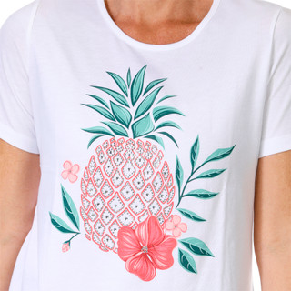 Thumbnail 3: Coral Bay Coral Bay Womens Short Sleeve Embellished Pineapple Tee 