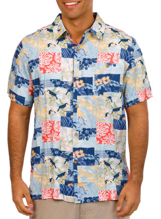 Thumbnail 1: Caribbean Joe Caribbean Joe Mens Short Sleeve Tropics Button Down Shirt 