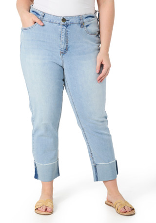 Thumbnail 1: SEVEN7 Seven7 Plus Slim Straight High Rise Cuff Jeans 