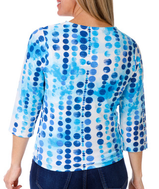 Thumbnail 3: Onque Casual Onque Casual Petite 3/4 Sleeve Embellished Tie Front Top 
