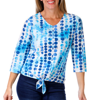 Thumbnail 1: Onque Casual Onque Casual Womens 3/4 Sleeve Embellished Tie Front Top 