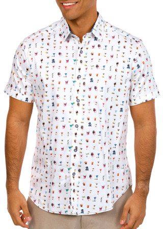 Thumbnail 1: ROBERT GRAHAM Robert Graham Mens Short Sleeve Booze Button Down Shirt 