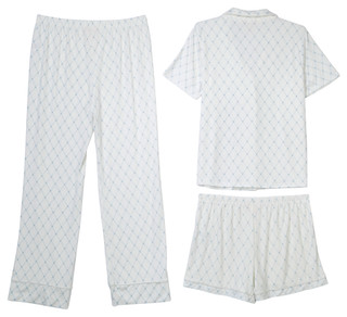 Thumbnail 2: Como Como Womens 3 Pc Lattice Heart Pajama Pants Set 
