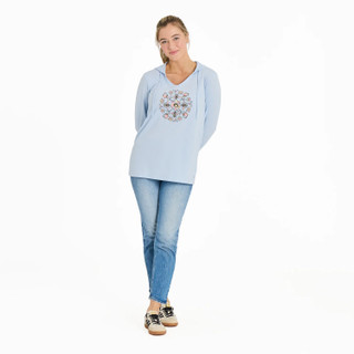 Thumbnail 4: Life is Good Life is Good Womens Long Sleeve Floral Crusher Hooded Tee 