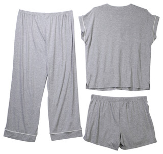 Thumbnail 2: Como Como Womens 3 Pc Short Sleeve Pajama Set 