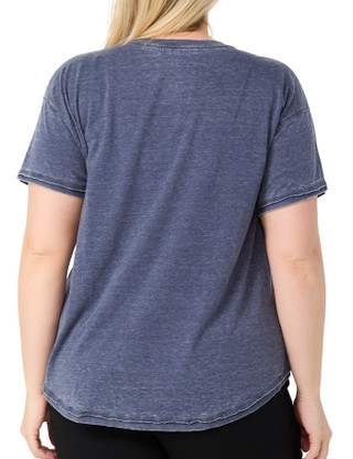 Thumbnail 2: Brisas Brisas Plus Short Sleeve Solid Color Acid Wash Tee 