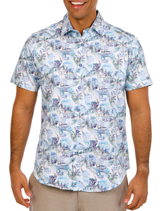Thumbnail 1: ROBERT GRAHAM Robert Graham Mens Short Sleeve Print Button Down Shirt 