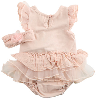 Thumbnail 2: SNUG Snug Baby Girls 2 Pc Butterfly Eyelet Tutu Dress Set 