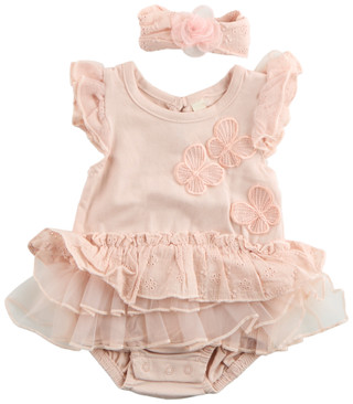 Thumbnail 1: SNUG Snug Baby Girls 2 Pc Butterfly Eyelet Tutu Dress Set 