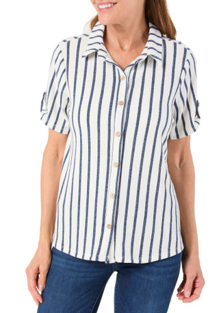Thumbnail 1: Cure. Women's Striped Button Down Top 