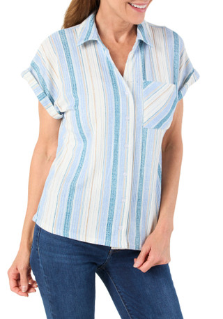 Thumbnail 1: Cure. Women's Striped Button Down Top 