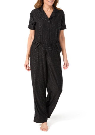 Thumbnail 3: JACLYN Jaclyn Womens 2 Pc Embossed Leopard Yummy Pajama Set 