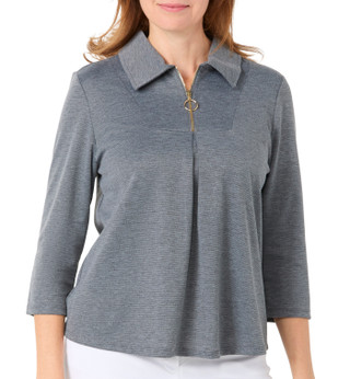 Thumbnail 1: Love Scarlett Love Scarlett Womens 3/4 Sleeve Ponte Zip Neck Top 