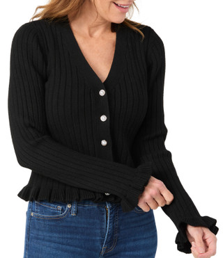 Thumbnail 1: LAUNDRY BY SHELLI SEGAL Laundry by Shelli Segal Womens Ruffle Trim Cardigan 