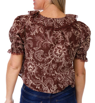 Thumbnail 2: BILA 77 Bila 77 Womens Short Sleeve Gaile Ruffle V-Neck Top 