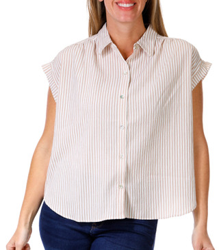 Thumbnail 1: Chenault Chenault Petite Short Sleeve Striped Airwash Top 