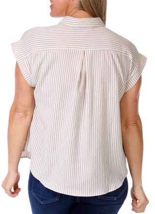Thumbnail 3: Chenault Chenault Petite Short Sleeve Striped Airwash Top 