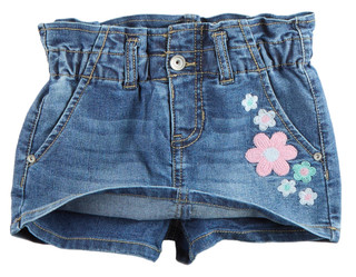 Thumbnail 1: Squeeze Squeeze Little Girls Floral Denim Skort 