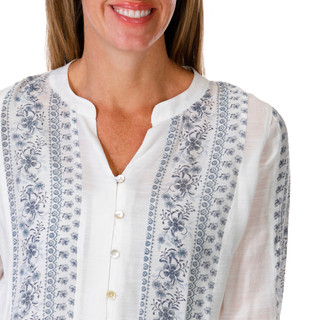 Thumbnail 2: Figueroa and Flower Figueroa & Flower Petite 3/4 Sleeve Border Print Top 