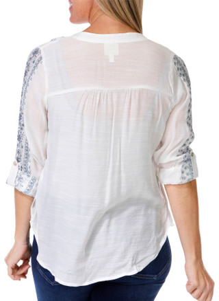 Thumbnail 4: Figueroa and Flower Figueroa & Flower Petite 3/4 Sleeve Border Print Top 