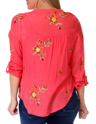 Thumbnail 2: Figueroa and Flower Figueroa & Flower Petite 3/4 Sleeve Embroidered Print Top 