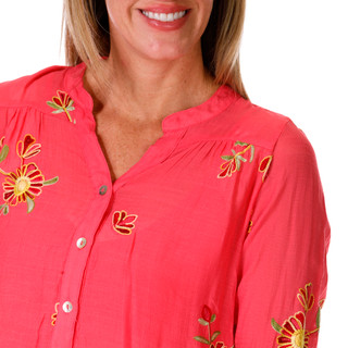 Thumbnail 4: Figueroa and Flower Figueroa & Flower Petite 3/4 Sleeve Embroidered Print Top 