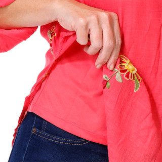 Thumbnail 5: Figueroa and Flower Figueroa & Flower Petite 3/4 Sleeve Embroidered Print Top 