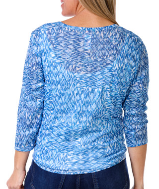 Thumbnail 3: Hearts of Palm Hearts of Palm Womens 3/4 Sleeve Print Tie Front Neck Top 