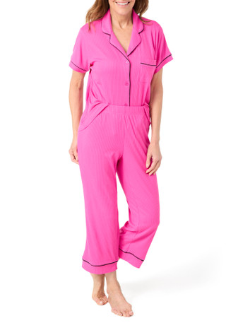 Thumbnail 3: BCBGMAXAZRIA BCBGMAXAZRIA Womens 2 Pc Short Sleeve Pajama & Pants Set 