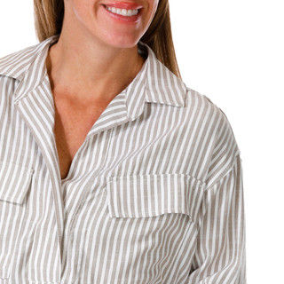 Thumbnail 4: MAX STUDIO Max Studio Womens 3/4 Sleeve Yard Stripe Utility Pocket Top 