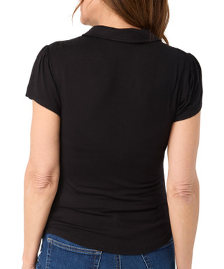 Thumbnail 2: Philosophy Philosophy Petite Short Sleeve Ruched Knit Button Down Top 