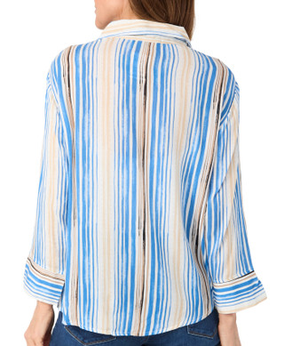 Thumbnail 2: ADRIENNE VITTADINI Adrienne Vittadini Womens 3/4 Sleeve Gauze Stripe Button Top 