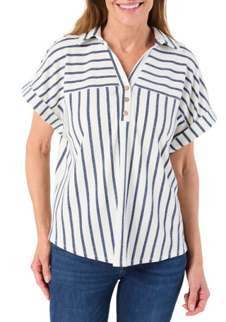 Thumbnail 1: Cure. Women's Striped Short Sleeve Top 