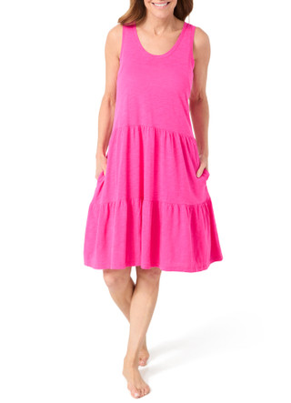 Thumbnail 1: Hue Hue Womens Sleeveless Solid Tiered Lounge Sleep Nightgown 