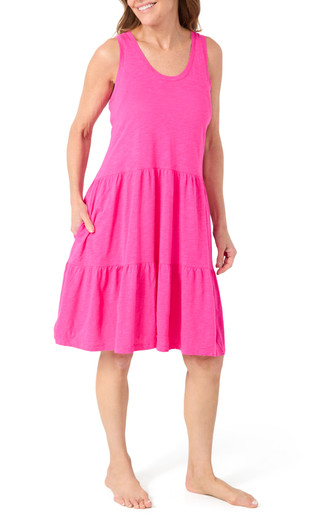 Thumbnail 3: Hue Hue Womens Sleeveless Solid Tiered Lounge Sleep Nightgown 