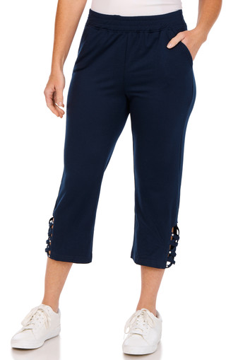 Thumbnail 1: Onque Onque Womens Solid Lattice Trim Capris 