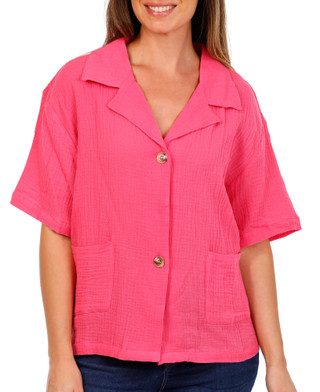 Thumbnail 1: SENSEA Sensea Womens Short Sleeve Button Down Gauze Cover Up Top 