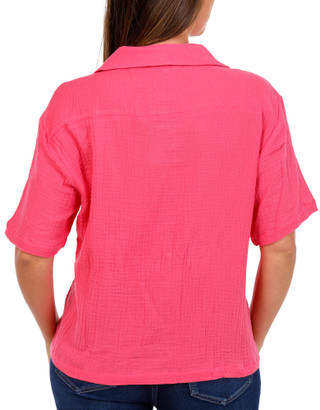 Thumbnail 3: SENSEA Sensea Womens Short Sleeve Button Down Gauze Cover Up Top 