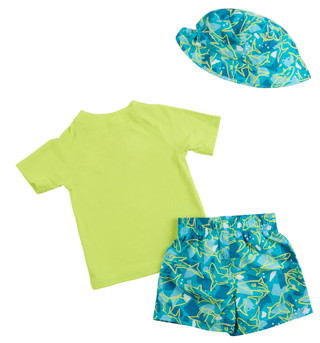 Thumbnail 2: Floatimini Floatmini Toddler Boys 3 Pc Terrazzo Sharks Swimsuit Set 