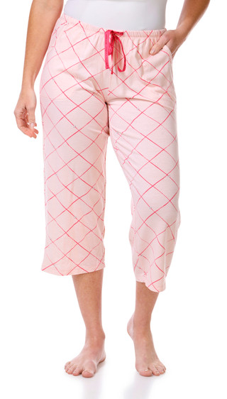 Thumbnail 1: Hue Hue Womens Windowpane Heart Knit Pajama Capris 