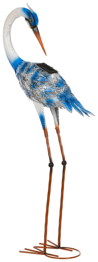 Thumbnail 1: Coastal Home Coastal Home 34 in Solar Metal Heron Garden Figurine Decor 