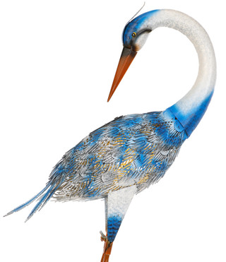Thumbnail 3: Coastal Home Coastal Home 34 in Solar Metal Heron Garden Figurine Decor 