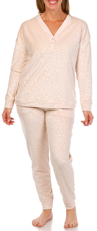 Thumbnail 1: JACLYN Jaclyn Womens Long Sleeve 2 Pc Velour Pajama Set 