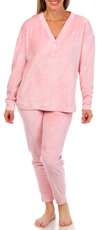 Thumbnail 1: JACLYN Jaclyn Womens Long Sleeve 2 Pc Velour Pajama Set 